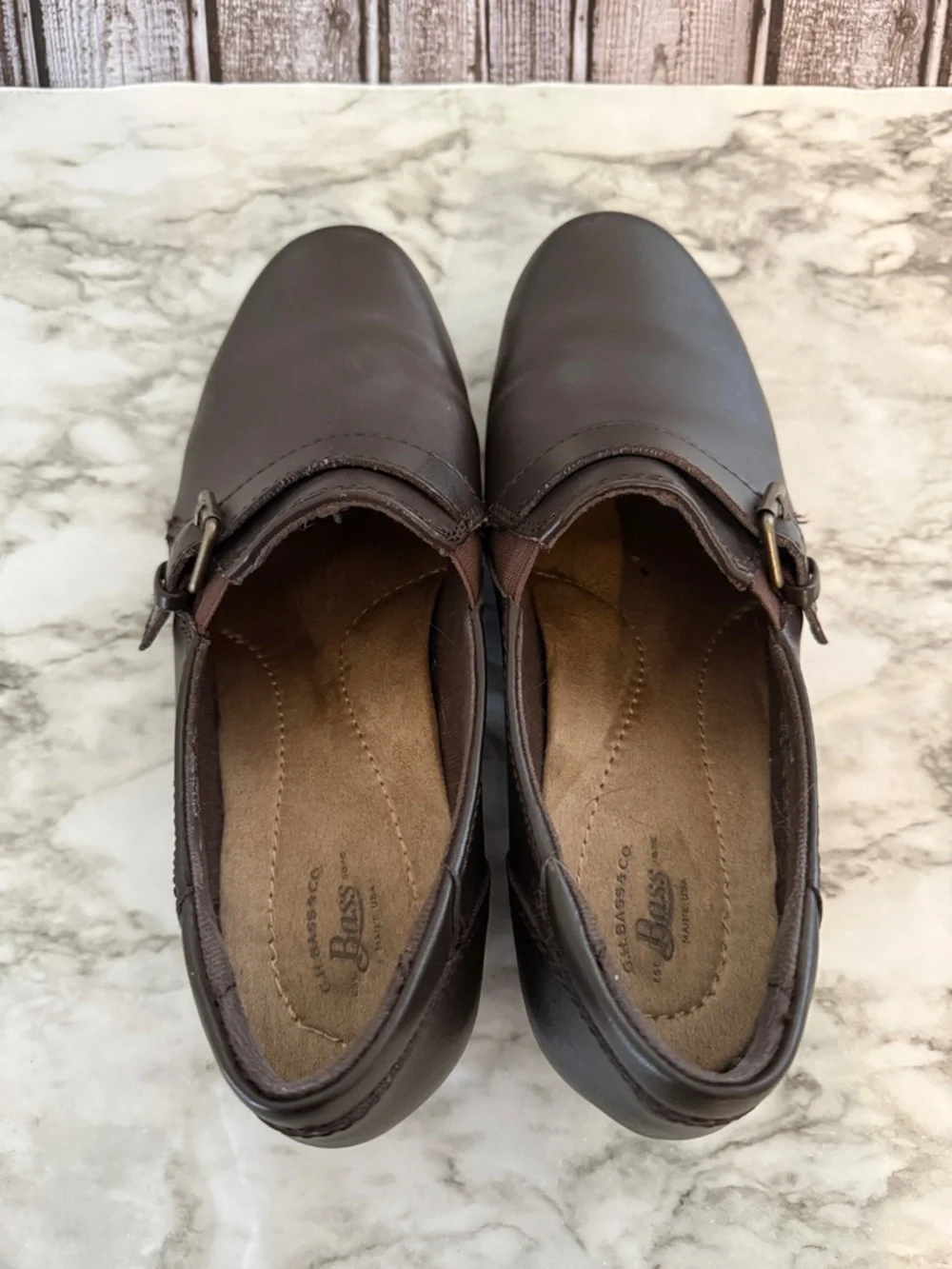 Bass Women's Dark Brown Slip-On Loafers with Buckle Accent - Picture 3 of 7